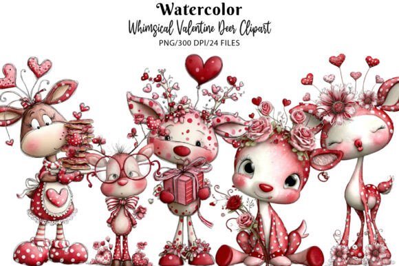 Download Whimsical Valentine Deer Clipart - Art Collection
