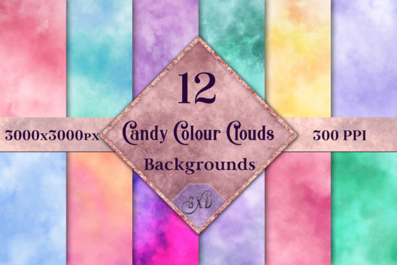 Download Candy Colour Clouds - 12 Background Images - Premium Bundle