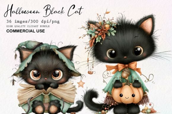 Download Whimsical Halloween Black Cat Clipart - Art Collection